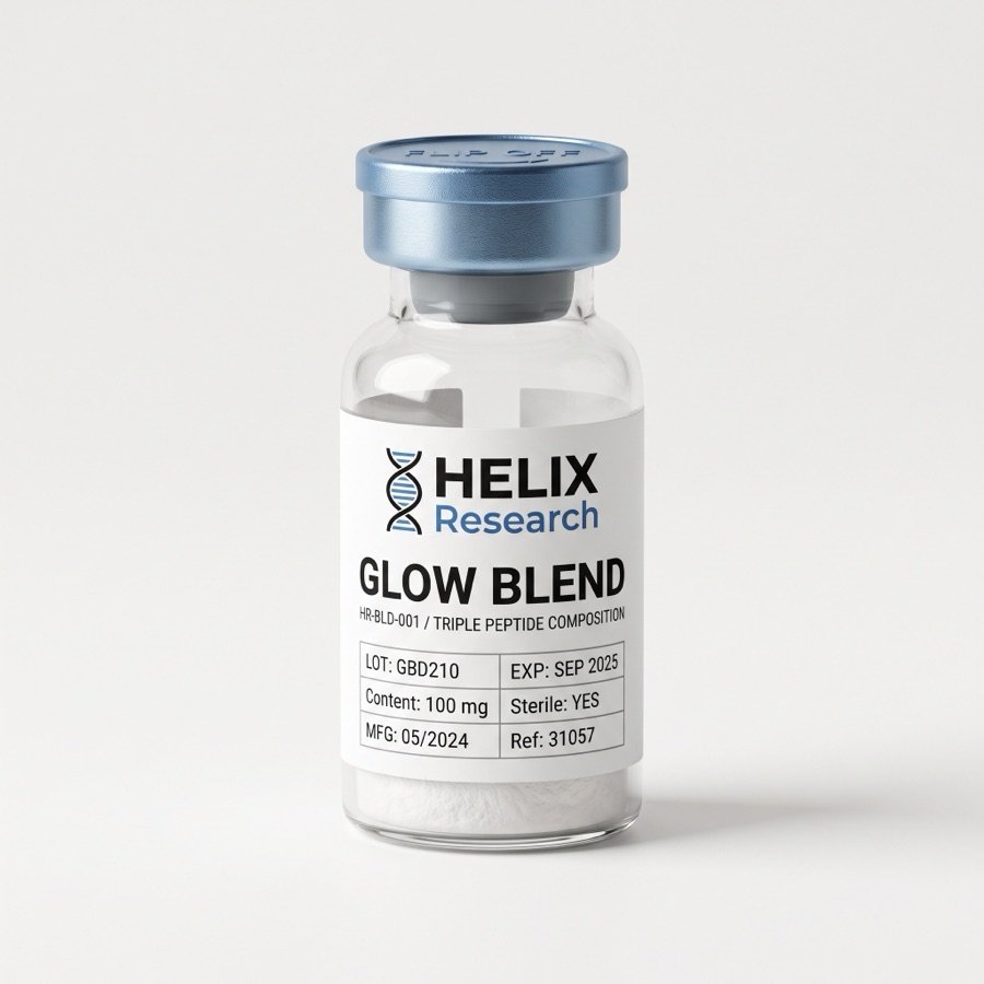 Vial liofilizado de Glow Blend 70 mg, péptido de investigación con Certificado de Análisis